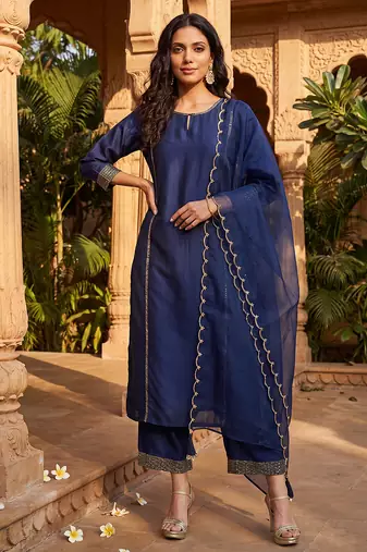 Navy Blue Daily Wear Salwar Suit for Women