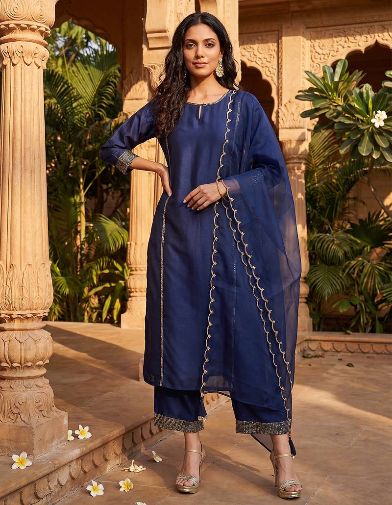 Navy Blue Daily Wear Salwar Suit for Women
