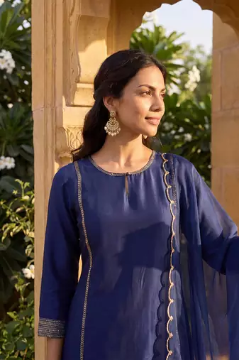 Navy Blue Daily Wear Salwar Suit for Women