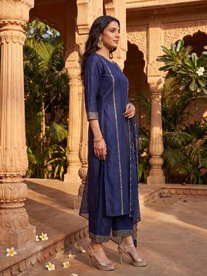Navy Blue Daily Wear Salwar Suit for Women 3