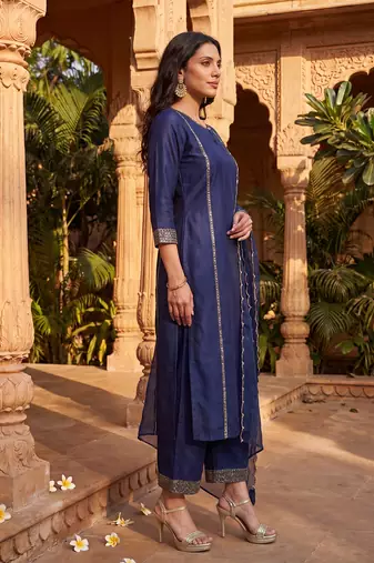 Navy Blue Daily Wear Salwar Suit for Women