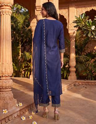 Navy Blue Daily Wear Salwar Suit for Women 4
