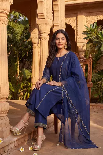 Navy Blue Daily Wear Salwar Suit for Women