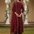 maroon color embroidered silk blend styles kurta palazzo with dupatta