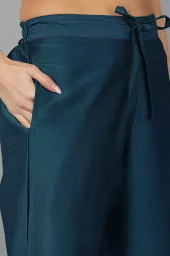 Teal Blue Anarkali Kurta Set with Dupatta