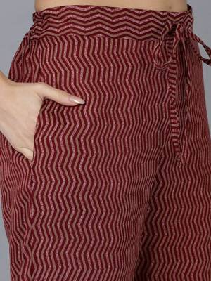 maroon color embroidered silk blend styles kurta trouser with dupatta 5