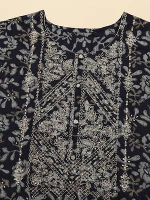 black color embroidered silk blend styles kurta trouser with dupatta 2