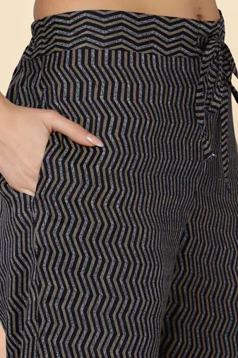 black color embroidered silk blend styles kurta trouser with dupatta
