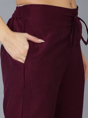 burgundy color embroidered silk blend styles kurta trouser with dupatta 5