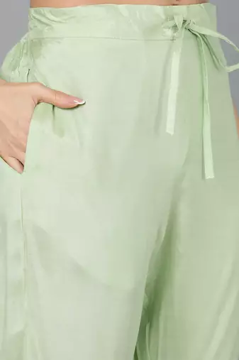 lime green color woven design poly chanderi styles kurta trouser with dupatta