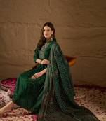 Forest Green Rayon Woven Design Salwar Suit