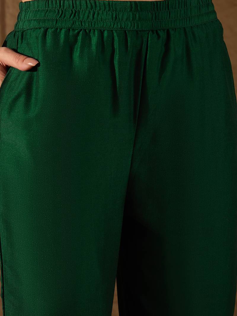 Forest Green Rayon Woven Design Salwar Suit