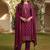 magenta color woven design silk blend styles kurta trouser with dupatta