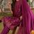 magenta color woven design silk blend styles kurta trouser with dupatta