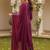 magenta color woven design silk blend styles kurta trouser with dupatta