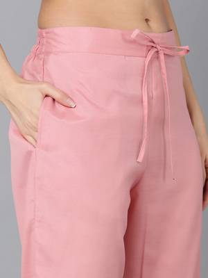 peach color embroidered organza styles kurta trouser with dupatta 5
