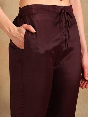 brown color embroidered organza styles kurta trouser with dupatta 4