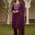 purple color embroidered silk blend styles kurta trouser with dupatta
