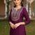 purple color embroidered silk blend styles kurta trouser with dupatta