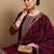 burgundy color embroidered silk blend styles kurta palazzo with dupatta