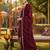 burgundy color embroidered silk blend styles kurta palazzo with dupatta