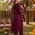 burgundy color embroidered silk blend styles kurta palazzo with dupatta