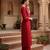 red color embroidered silk blend styles kurta palazzo with dupatta