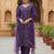 purple color embroidered silk blend styles kurta trouser with dupatta