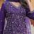 purple color embroidered silk blend styles kurta trouser with dupatta