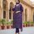 purple color embroidered silk blend styles kurta trouser with dupatta