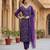 purple color embroidered silk blend styles kurta trouser with dupatta