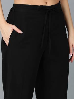 black color embroidered georgette styles kurta trouser with dupatta 5