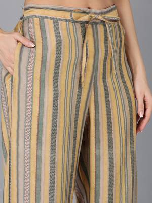 yellow color embroidered silk blend styles kurta palazzo with dupatta 5