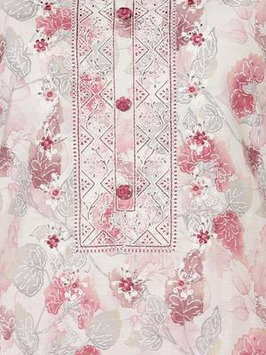 off white color embroidered poly chanderi styles kurta trouser with dupatta 2