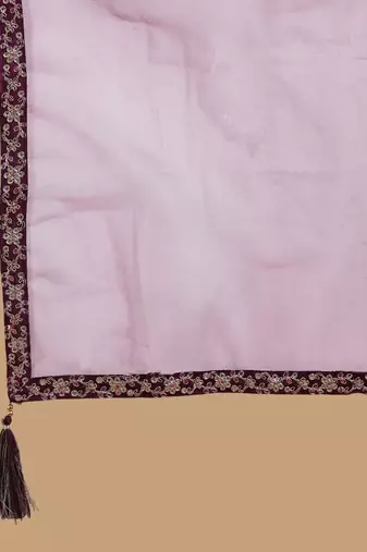 burgundy color embroidered silk blend styles kurta sharara with dupatta