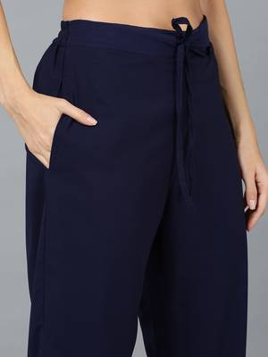 navy blue color embroidered poly georgette styles kurta palazzo with dupatta 5