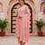 pink color embroidered silk blend styles kurta trouser with dupatta