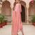 pink color embroidered silk blend styles kurta trouser with dupatta