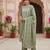 green color embroidered silk blend styles kurta trouser with dupatta