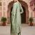 green color embroidered silk blend styles kurta trouser with dupatta