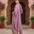 lavender color embroidered silk blend styles kurta trouser with dupatta