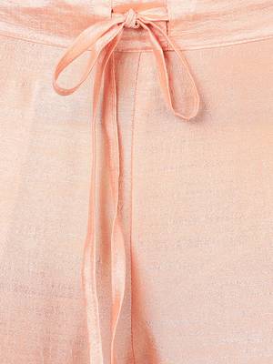 peach color embroidered silk blend styles kurta trouser with dupatta 5