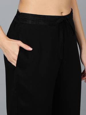 black color embroidered silk blend styles kurta trouser with dupatta 5