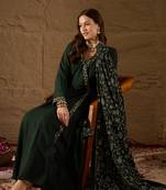 green color embroidered poly georgette styles kurta trouser with dupatta