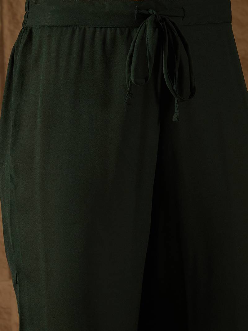 green color embroidered poly georgette styles kurta trouser with dupatta