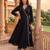 black color embroidered poly georgette styles kurta trouser with dupatta