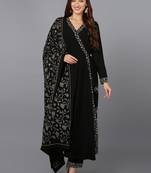black color embroidered poly georgette styles kurta trouser with dupatta