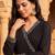 black color embroidered poly georgette styles kurta trouser with dupatta