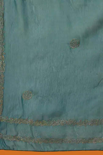 teal color woven design silk blend styles kurta trouser with dupatta