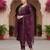 purple color embroidered silk blend styles kurta trouser with dupatta